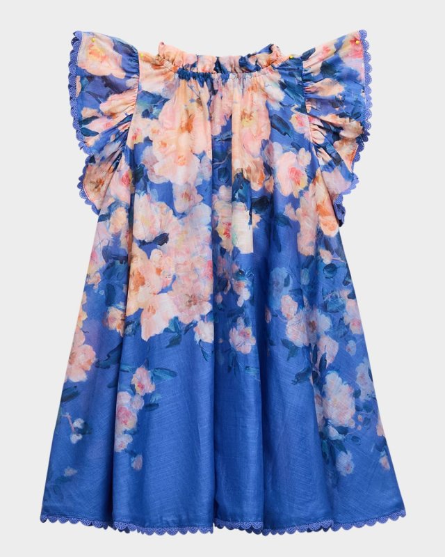 Girl's Everly Floral-Print A-Line Dress, Size 2-12